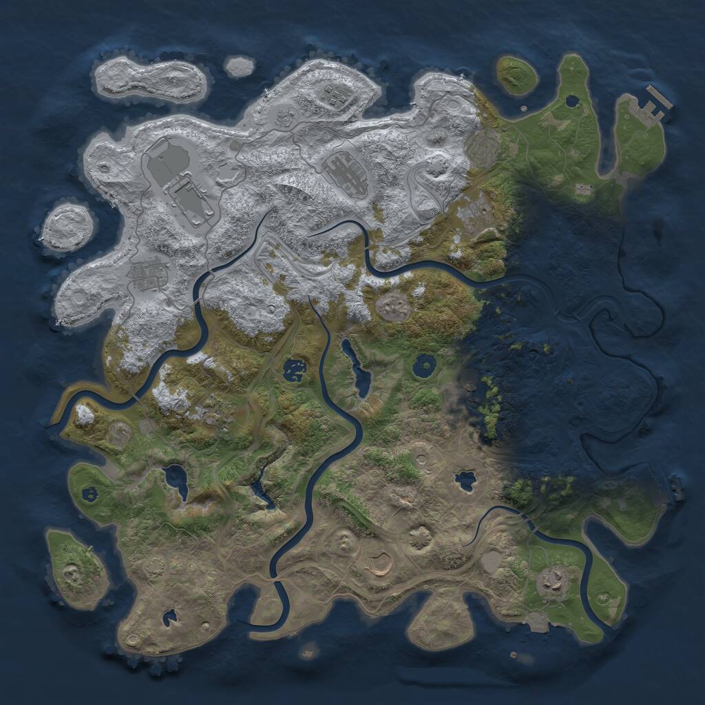 Rust Map: Procedural Map, Size: 4500, Seed: 552482299, 17 Monuments
