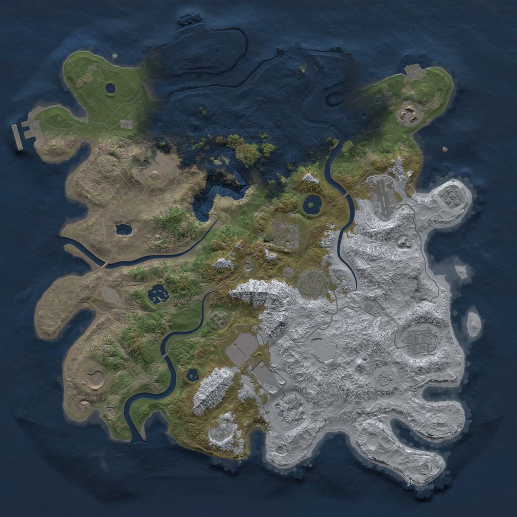 Rust Map: Procedural Map, Size: 4000, Seed: 1153699127, 17 Monuments