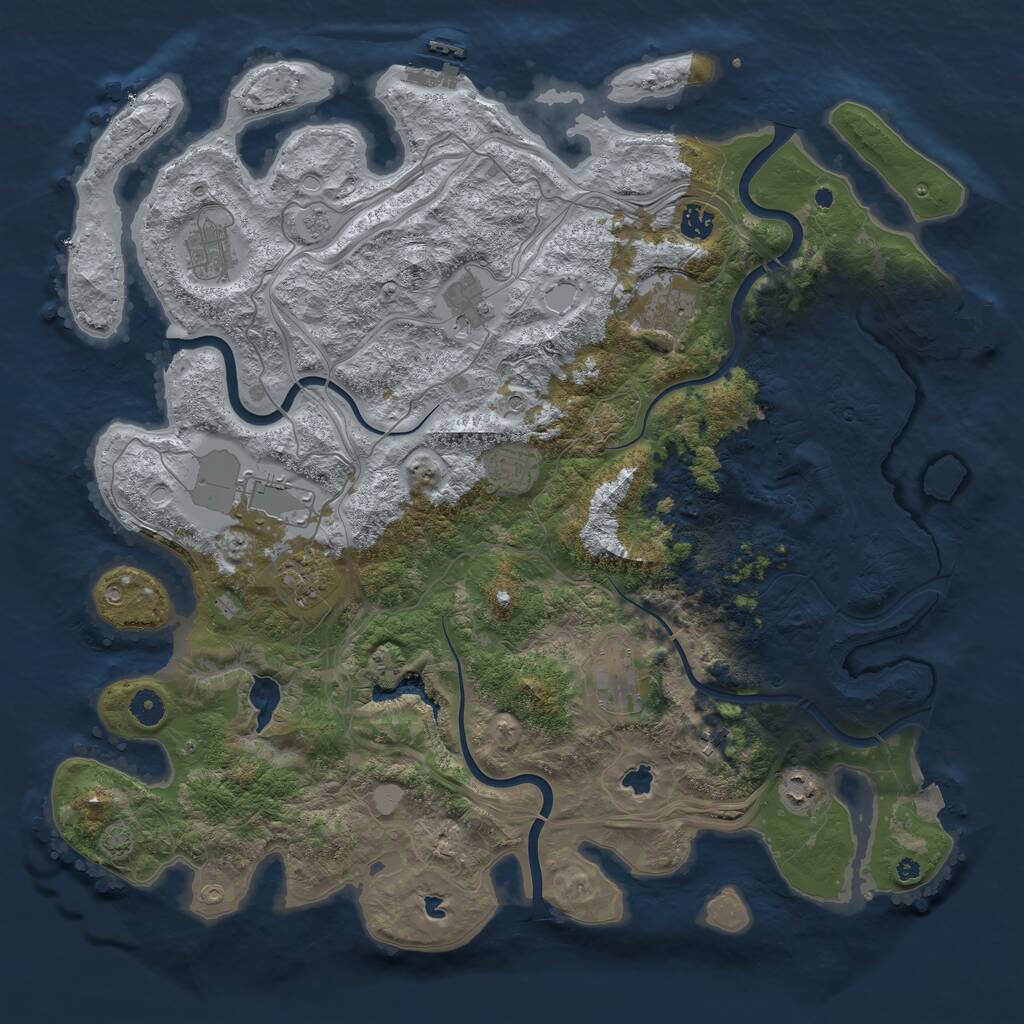 Rust Map: Procedural Map, Size: 4500, Seed: 168697, 16 Monuments