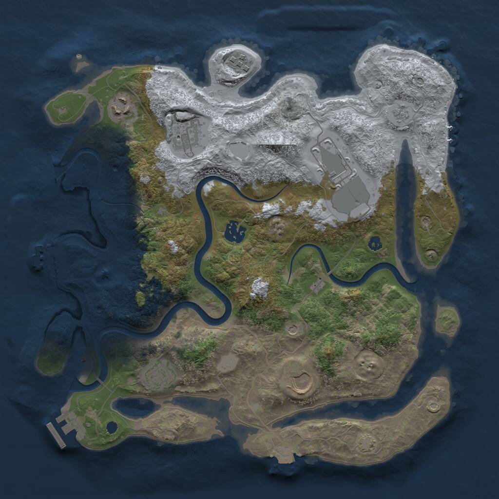 Rust Map: Procedural Map, Size: 3500, Seed: 863924, 13 Monuments
