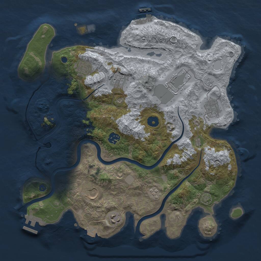 Rust Map: Procedural Map, Size: 3500, Seed: 1223365047, 14 Monuments