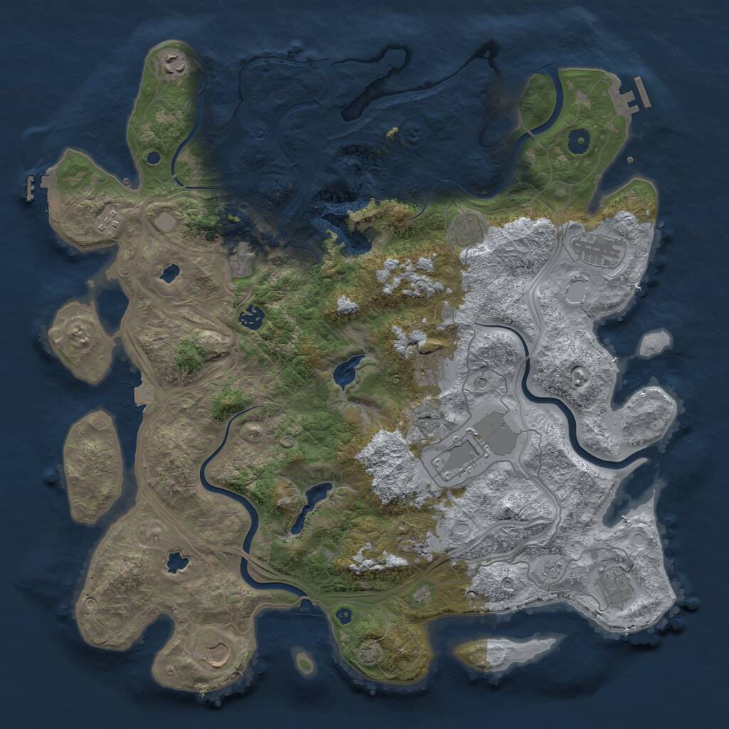 Rust Map: Procedural Map, Size: 4500, Seed: 1706886336, 17 Monuments