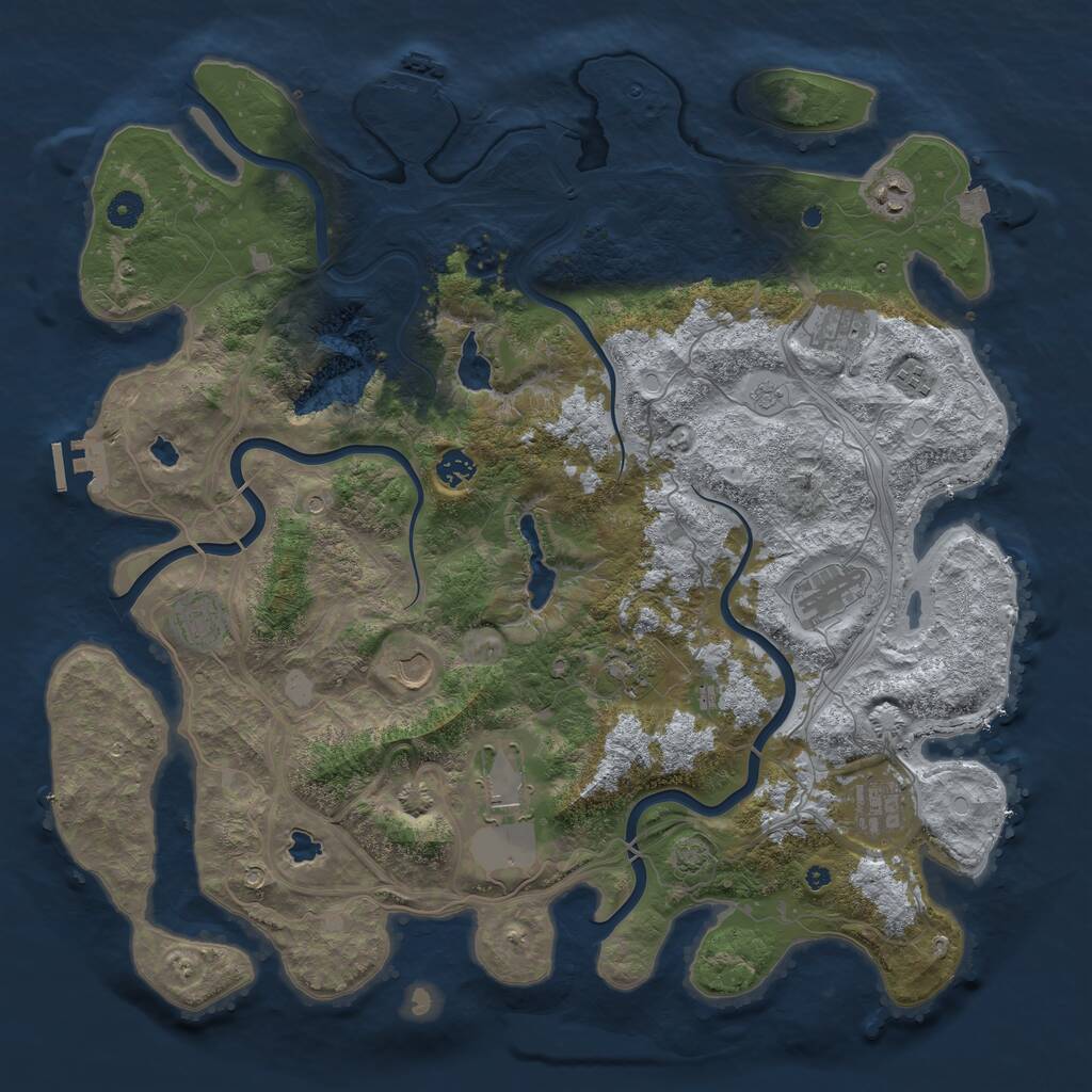 Rust Map: Procedural Map, Size: 4500, Seed: 1151428115, 16 Monuments
