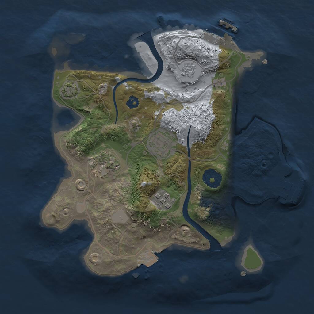 Rust Map: Procedural Map, Size: 2500, Seed: 10192932, 8 Monuments
