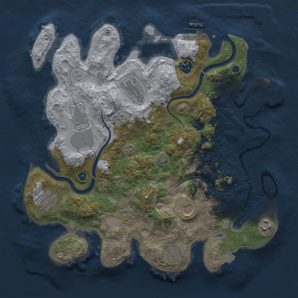 Rust Map: Procedural Map, Size: 3500, Seed: 979206315, 14 Monuments