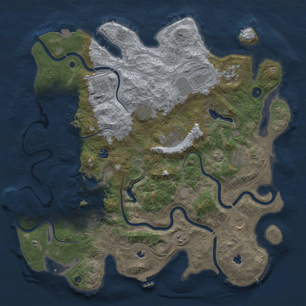 Rust Map: Procedural Map, Size: 4500, Seed: 762994440, 17 Monuments
