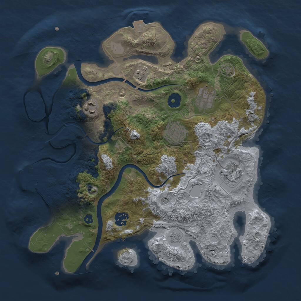 Rust Map: Procedural Map, Size: 3200, Seed: 1160501533, 11 Monuments