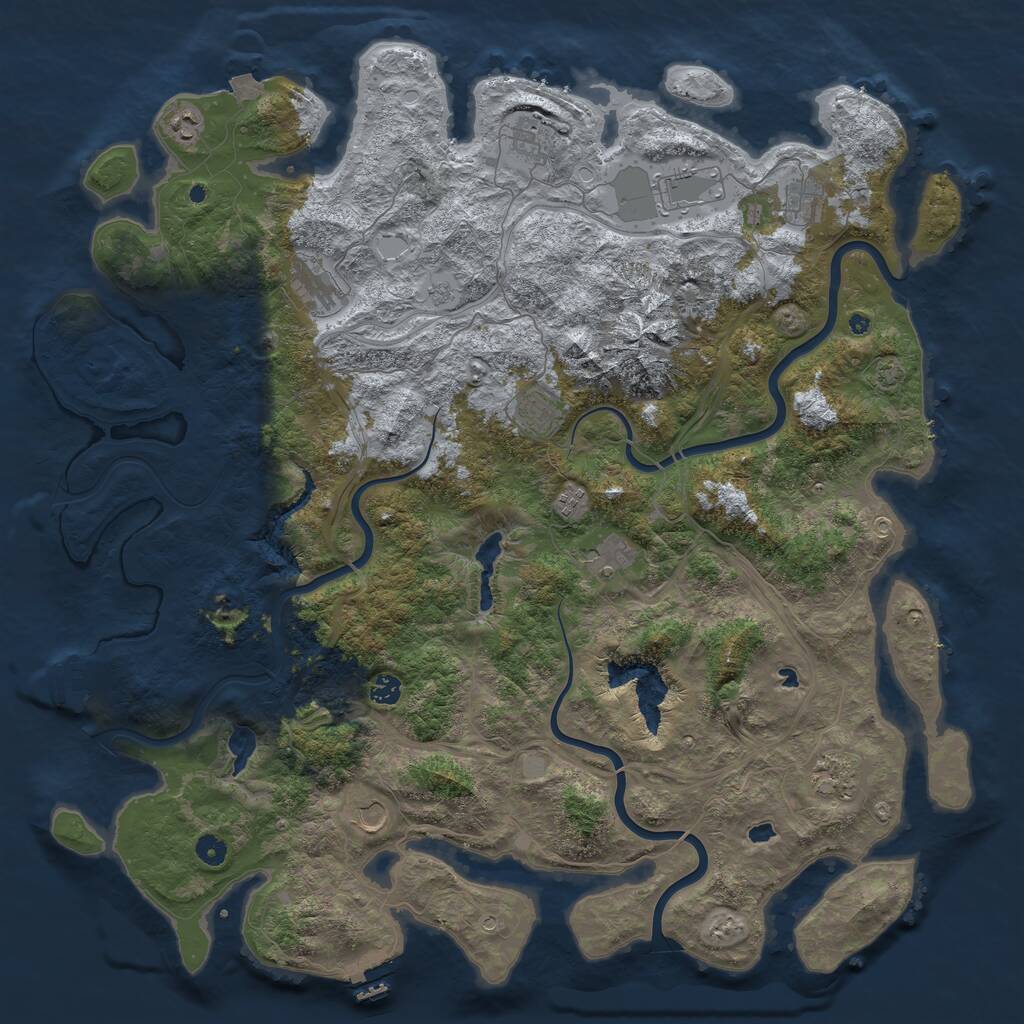 Rust Map: Procedural Map, Size: 5000, Seed: 40001, 17 Monuments