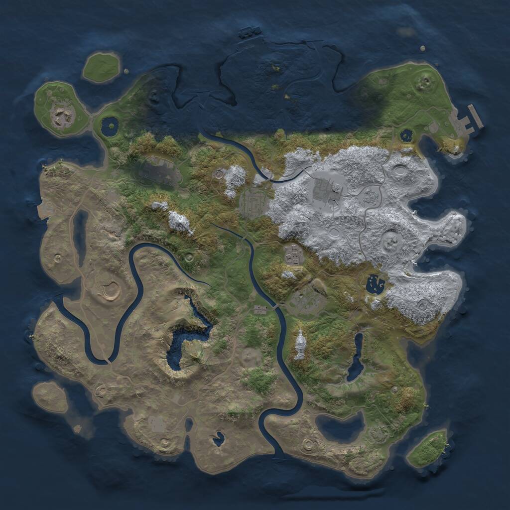 Rust Map: Procedural Map, Size: 4000, Seed: 45689, 14 Monuments