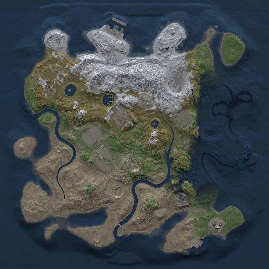 Rust Map: Procedural Map, Size: 3500, Seed: 929255012, 15 Monuments