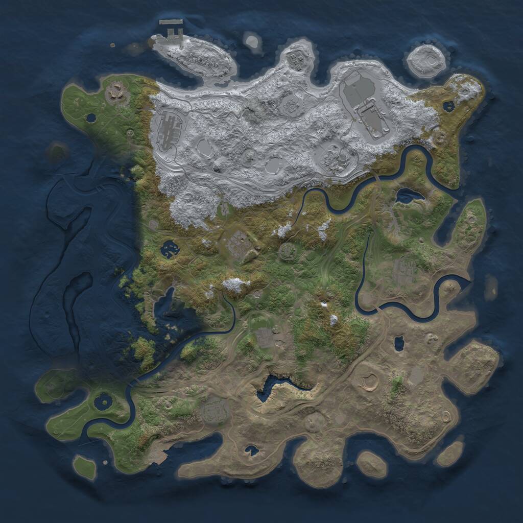 Rust Map: Procedural Map, Size: 4500, Seed: 384583, 16 Monuments