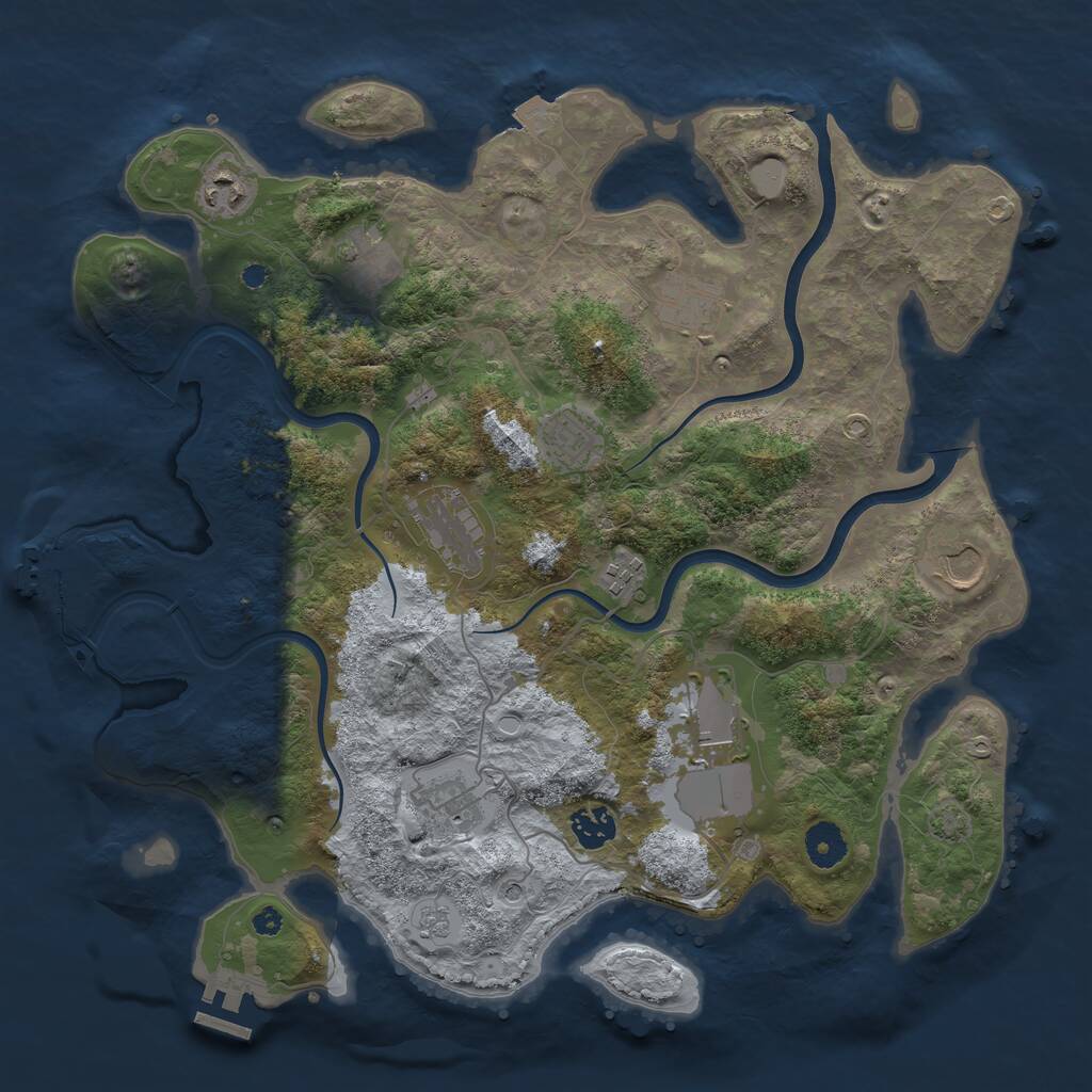 Rust Map: Procedural Map, Size: 3800, Seed: 1754661169, 16 Monuments