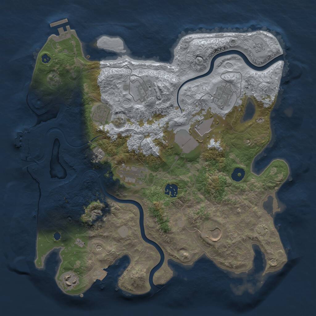 Rust Map: Procedural Map, Size: 3500, Seed: 40884610, 15 Monuments