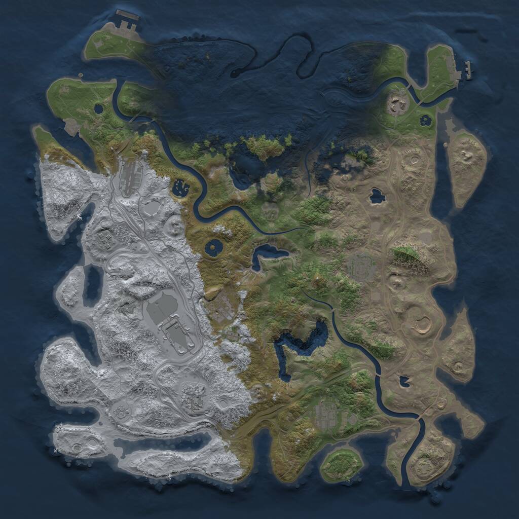 Rust Map: Procedural Map, Size: 4500, Seed: 697165798, 17 Monuments