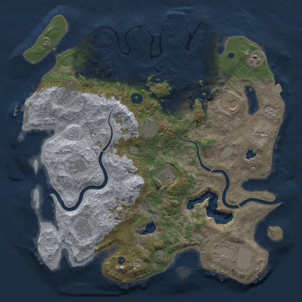 Rust Map: Procedural Map, Size: 4000, Seed: 1639700103, 15 Monuments