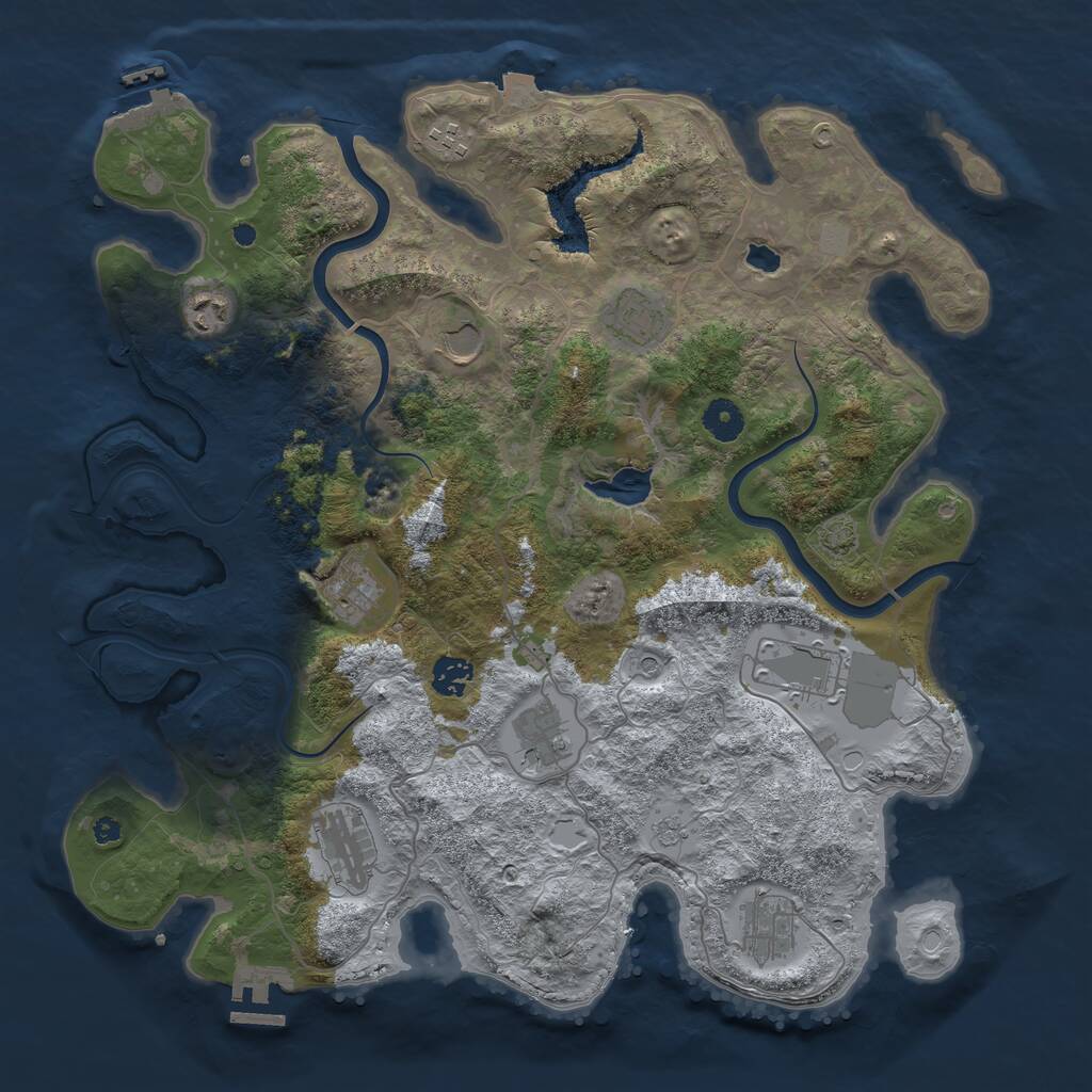 Rust Map: Procedural Map, Size: 4000, Seed: 1221691175, 16 Monuments
