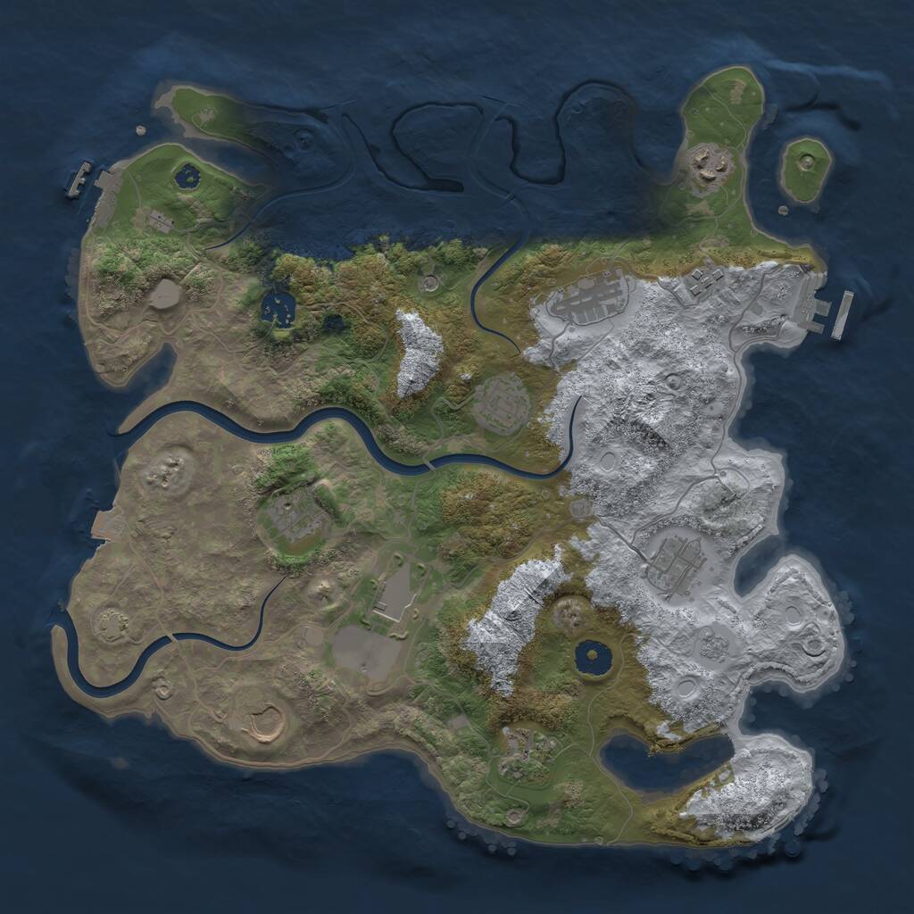 Rust Map: Procedural Map, Size: 3750, Seed: 175332954, 16 Monuments