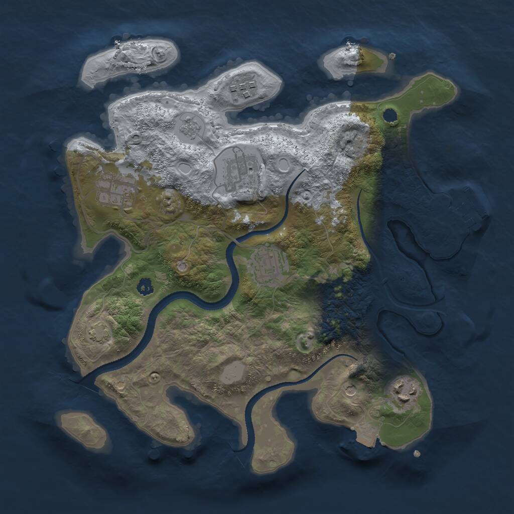 Rust Map: Procedural Map, Size: 3000, Seed: 33535662, 10 Monuments
