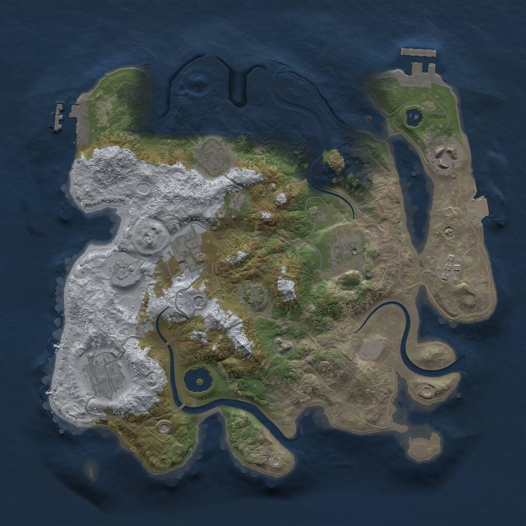 Rust Map: Procedural Map, Size: 3000, Seed: 1454072779, 12 Monuments