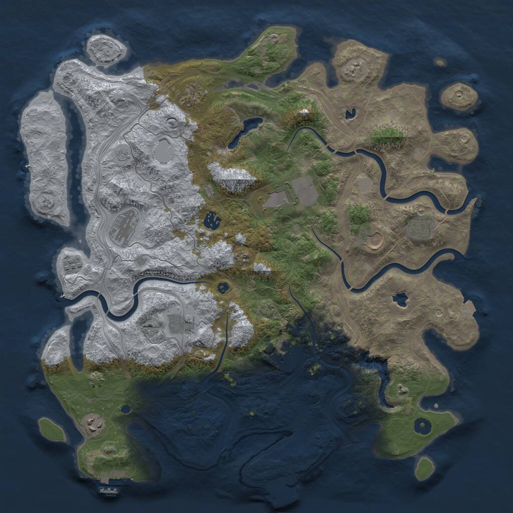 Rust Map: Procedural Map, Size: 4500, Seed: 1835882229, 16 Monuments