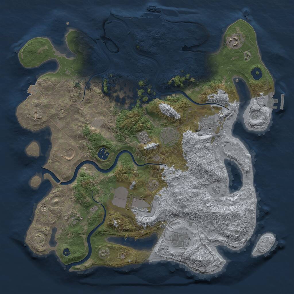 Rust Map: Procedural Map, Size: 3850, Seed: 492336514, 16 Monuments