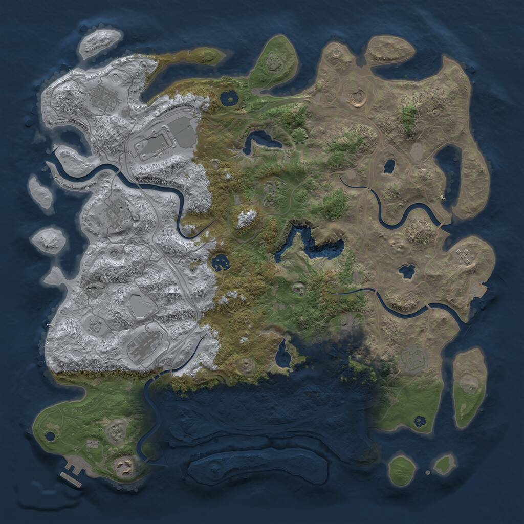 Rust Map: Procedural Map, Size: 4500, Seed: 848755256, 16 Monuments