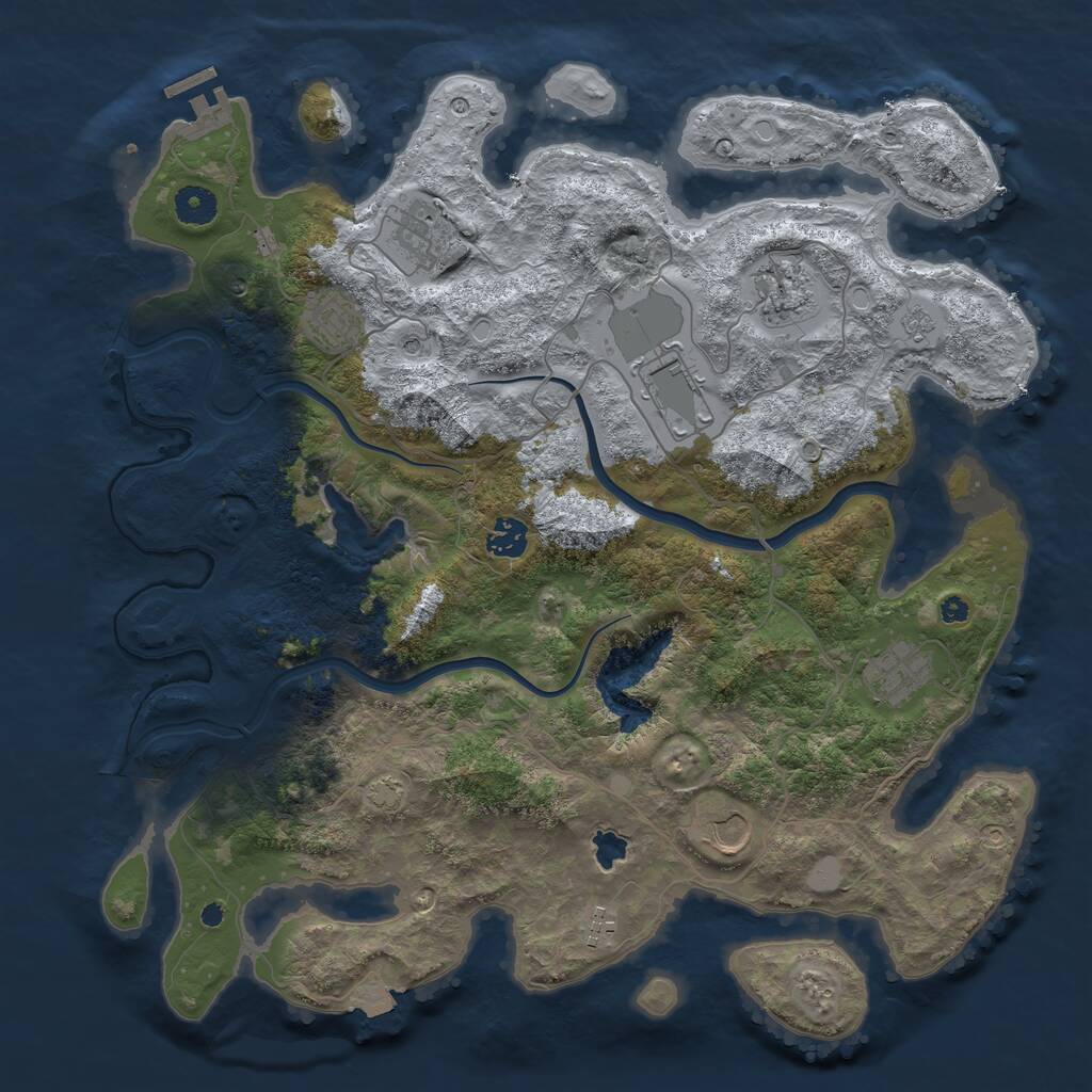 Rust Map: Procedural Map, Size: 4000, Seed: 513278778, 13 Monuments