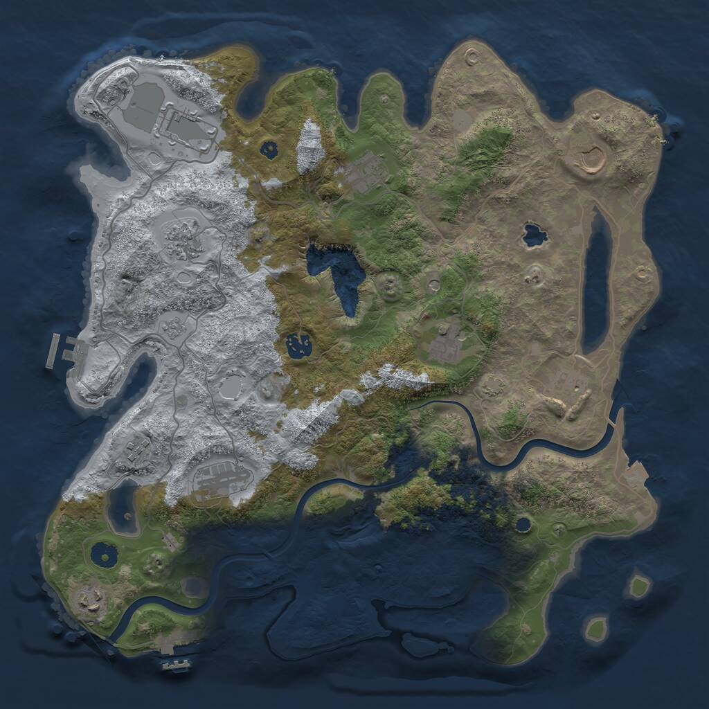 Rust Map: Procedural Map, Size: 4000, Seed: 1909132301, 16 Monuments