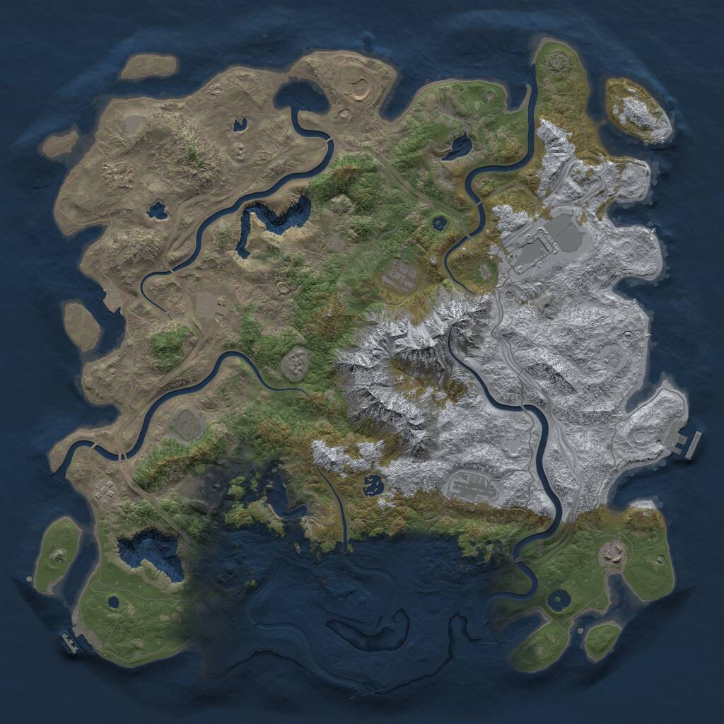 Rust Map: Procedural Map, Size: 5000, Seed: 2116709720, 17 Monuments