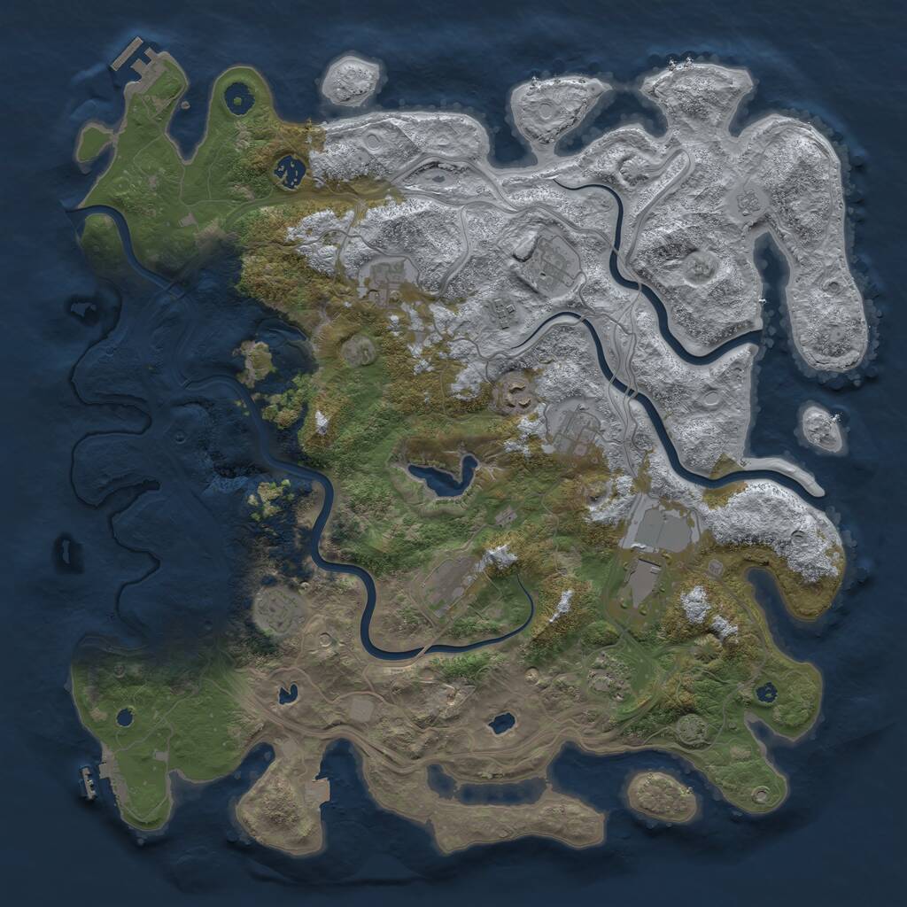 Rust Map: Procedural Map, Size: 4500, Seed: 776119057, 16 Monuments