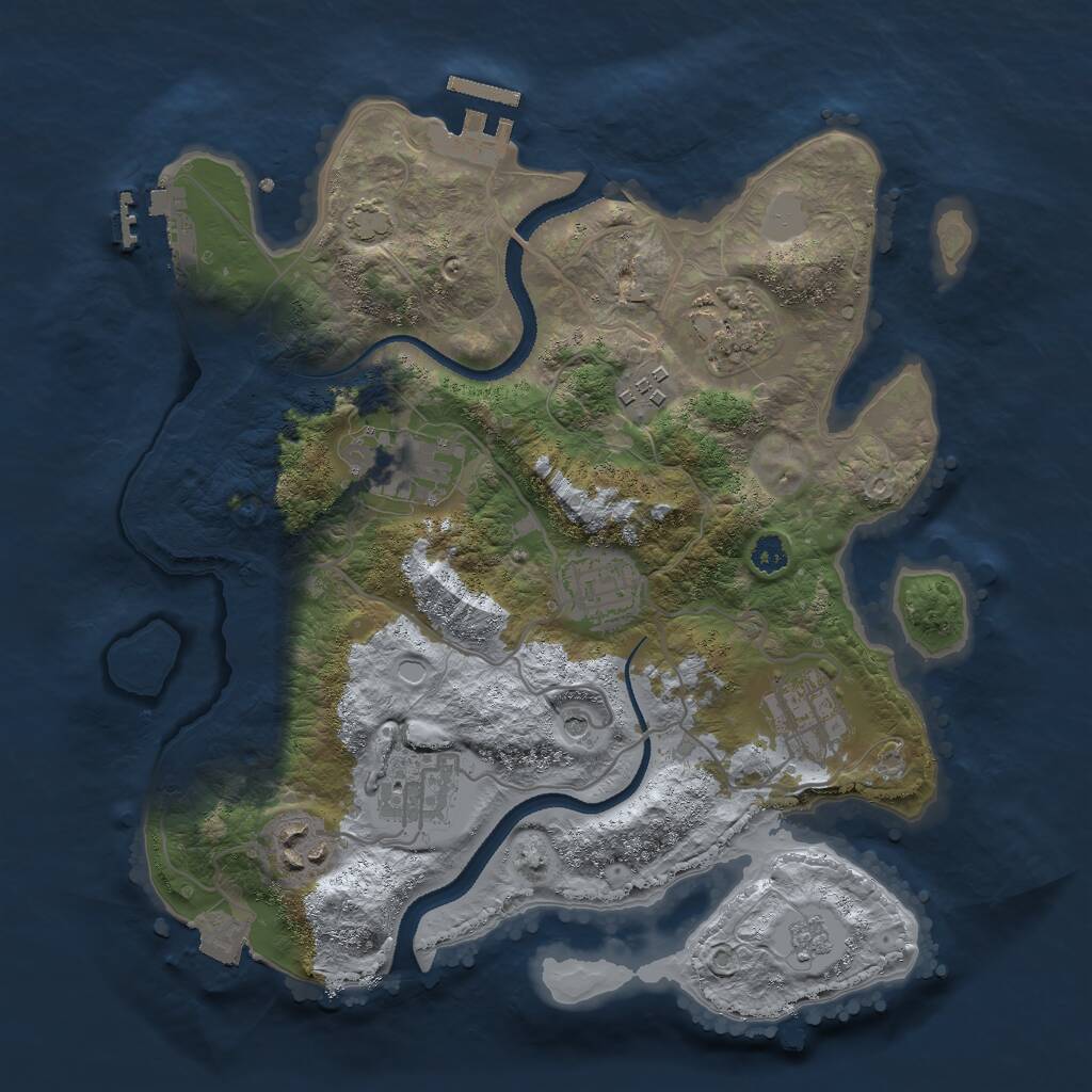 Rust Map: Procedural Map, Size: 3000, Seed: 12345976, 13 Monuments