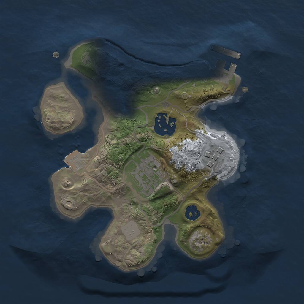 Rust Map: Procedural Map, Size: 2000, Seed: 1393071447, 5 Monuments