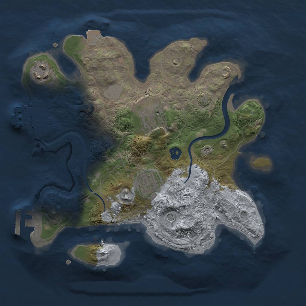Rust Map: Procedural Map, Size: 2500, Seed: 1967155024, 8 Monuments