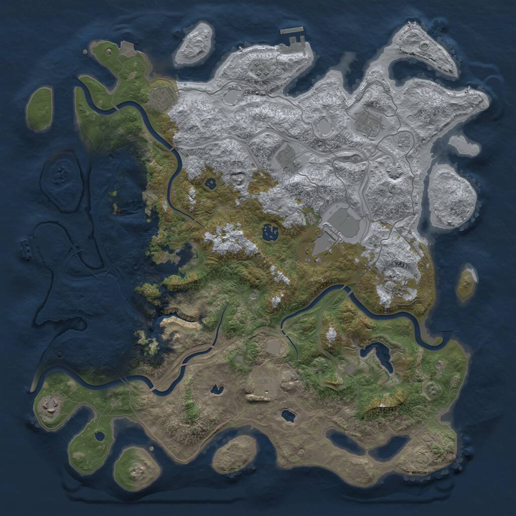 Rust Map: Procedural Map, Size: 4500, Seed: 297154178, 16 Monuments