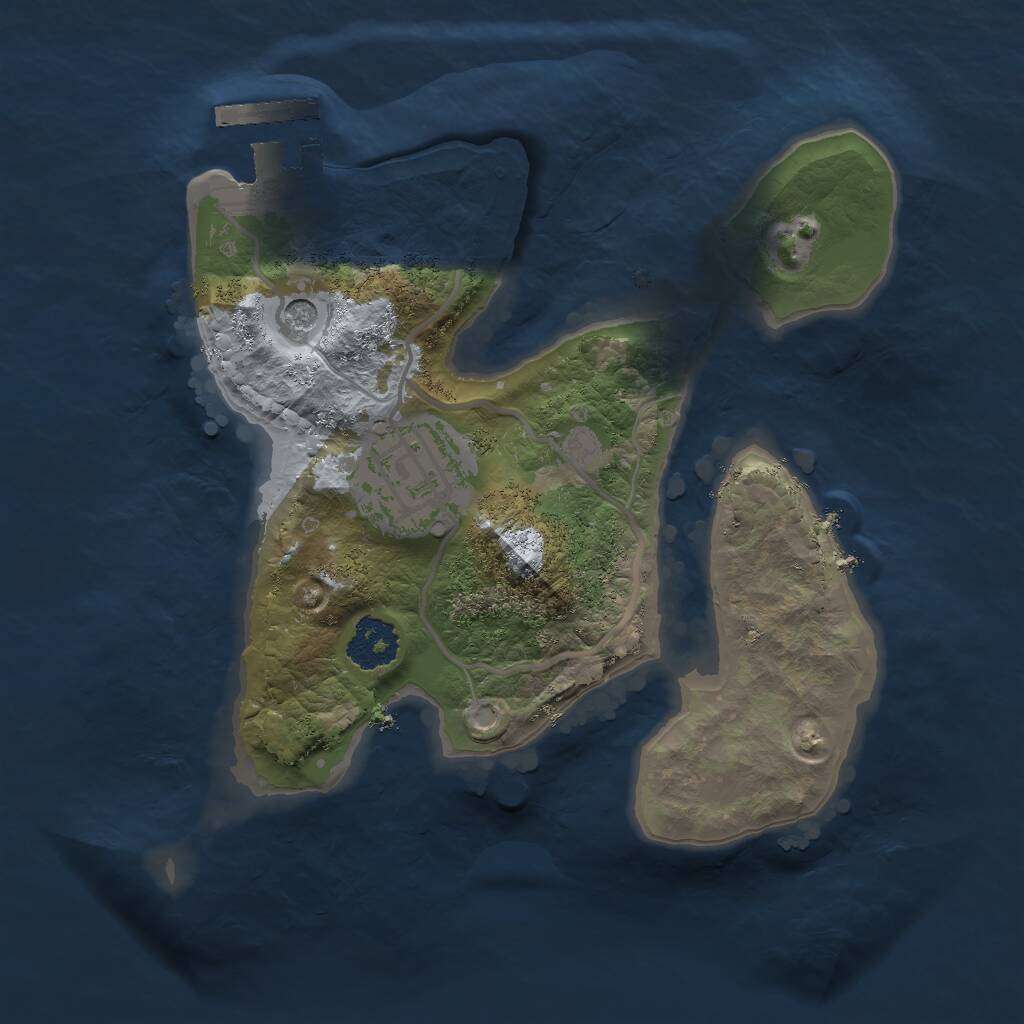 Rust Map: Procedural Map, Size: 2000, Seed: 1146031873, 4 Monuments