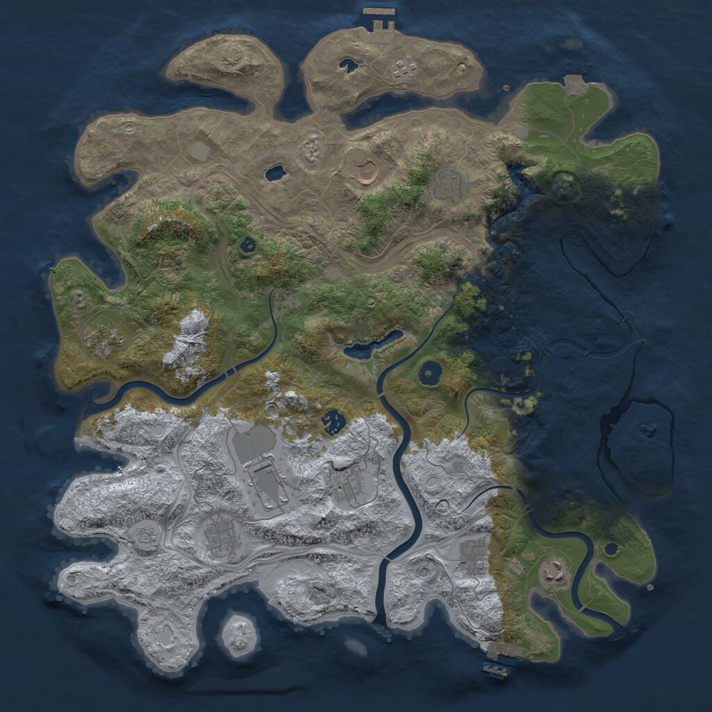 Rust Map: Procedural Map, Size: 4500, Seed: 14780, 16 Monuments