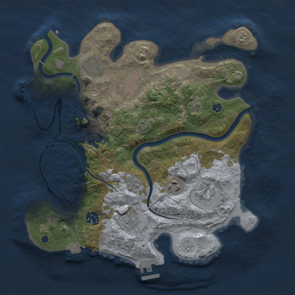 Rust Map: Procedural Map, Size: 3300, Seed: 755836114, 13 Monuments