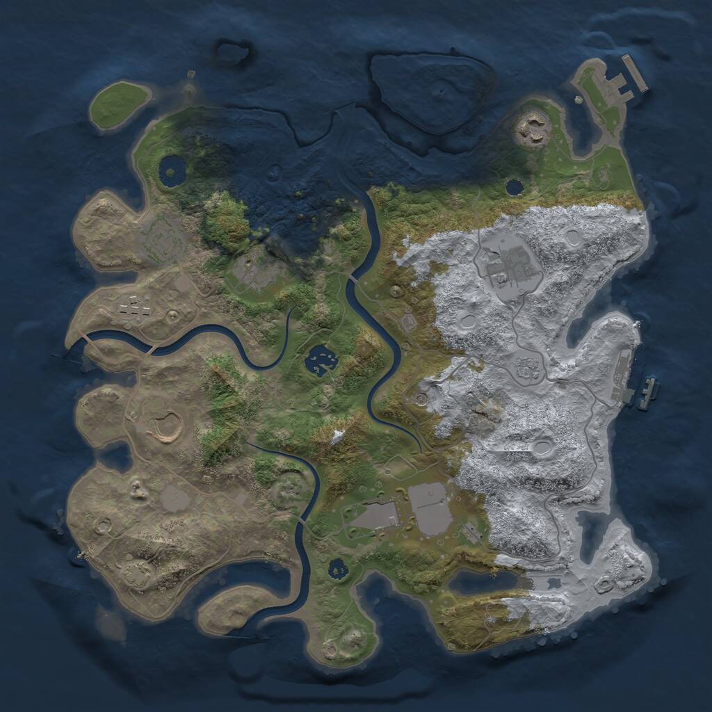 Rust Map: Procedural Map, Size: 3500, Seed: 30986, 14 Monuments