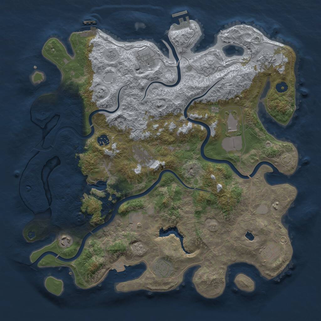 Rust Map: Procedural Map, Size: 4200, Seed: 384583, 16 Monuments