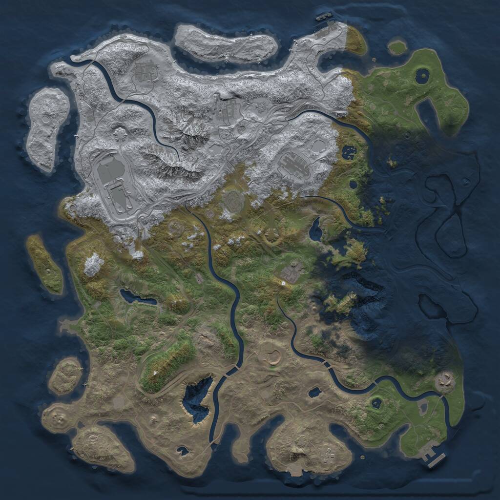 Rust Map: Procedural Map, Size: 5000, Seed: 127789, 17 Monuments
