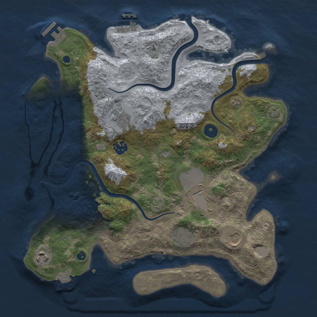 Rust Map: Procedural Map, Size: 3500, Seed: 815659403, 13 Monuments