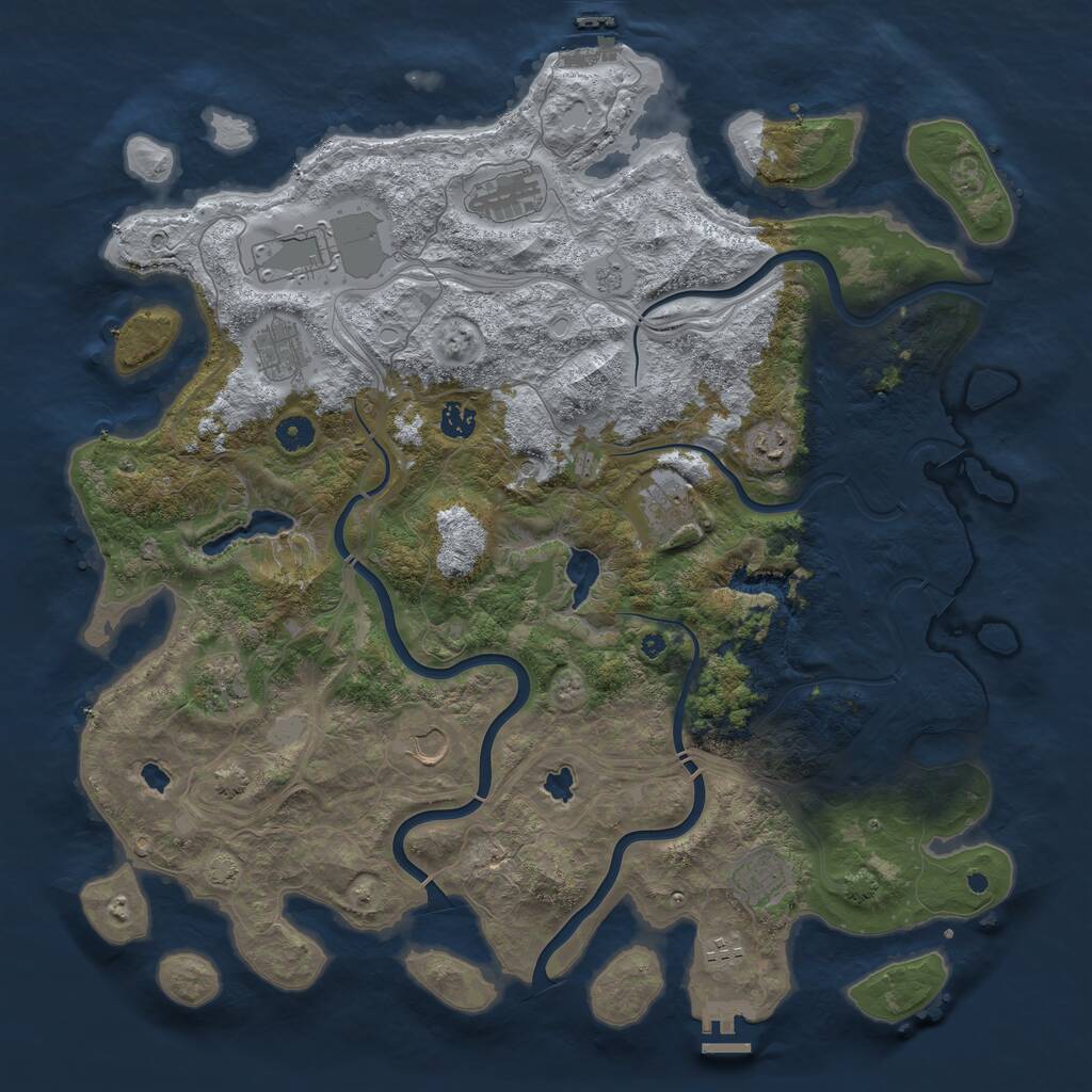 Rust Map: Procedural Map, Size: 4500, Seed: 28630, 16 Monuments