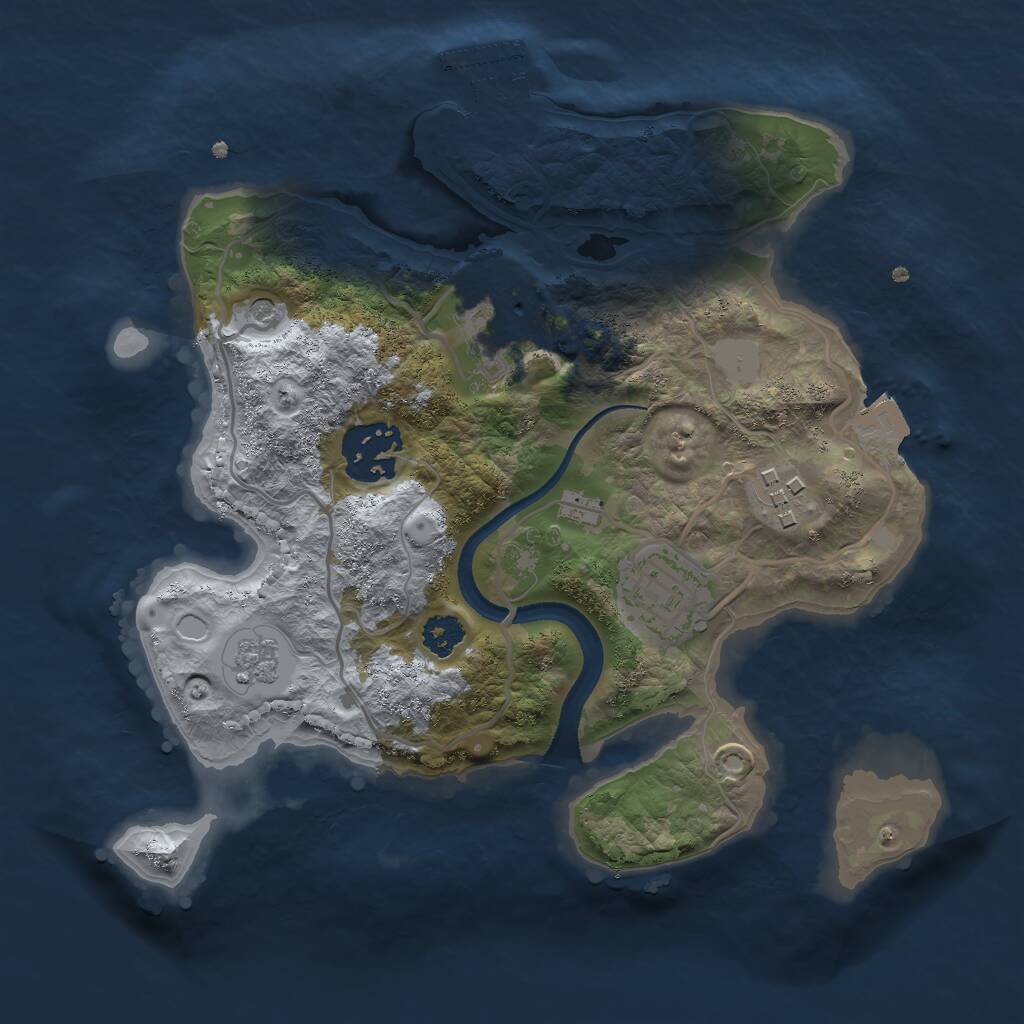 Rust Map: Procedural Map, Size: 2500, Seed: 203621564, 8 Monuments