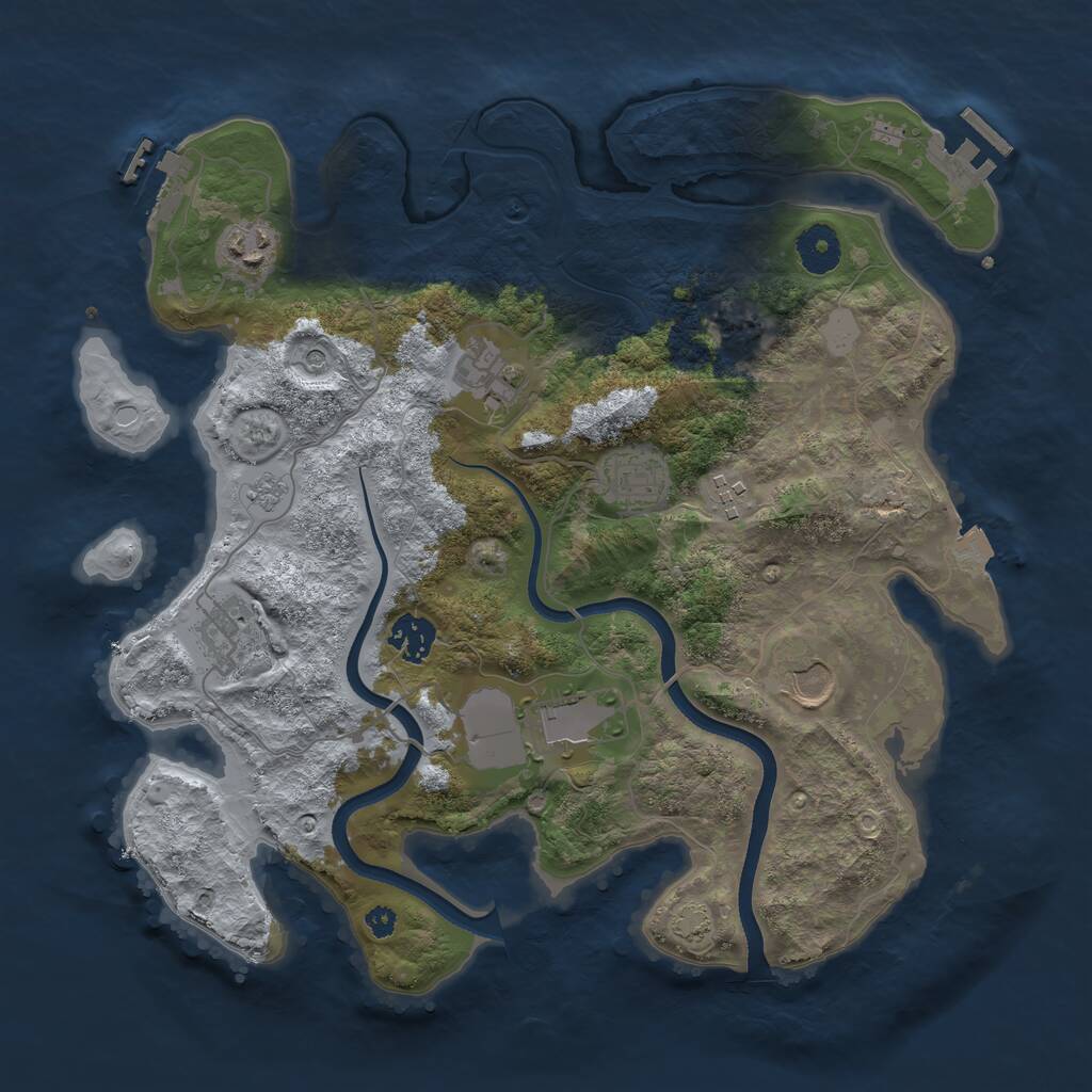 Rust Map: Procedural Map, Size: 3550, Seed: 343424, 14 Monuments