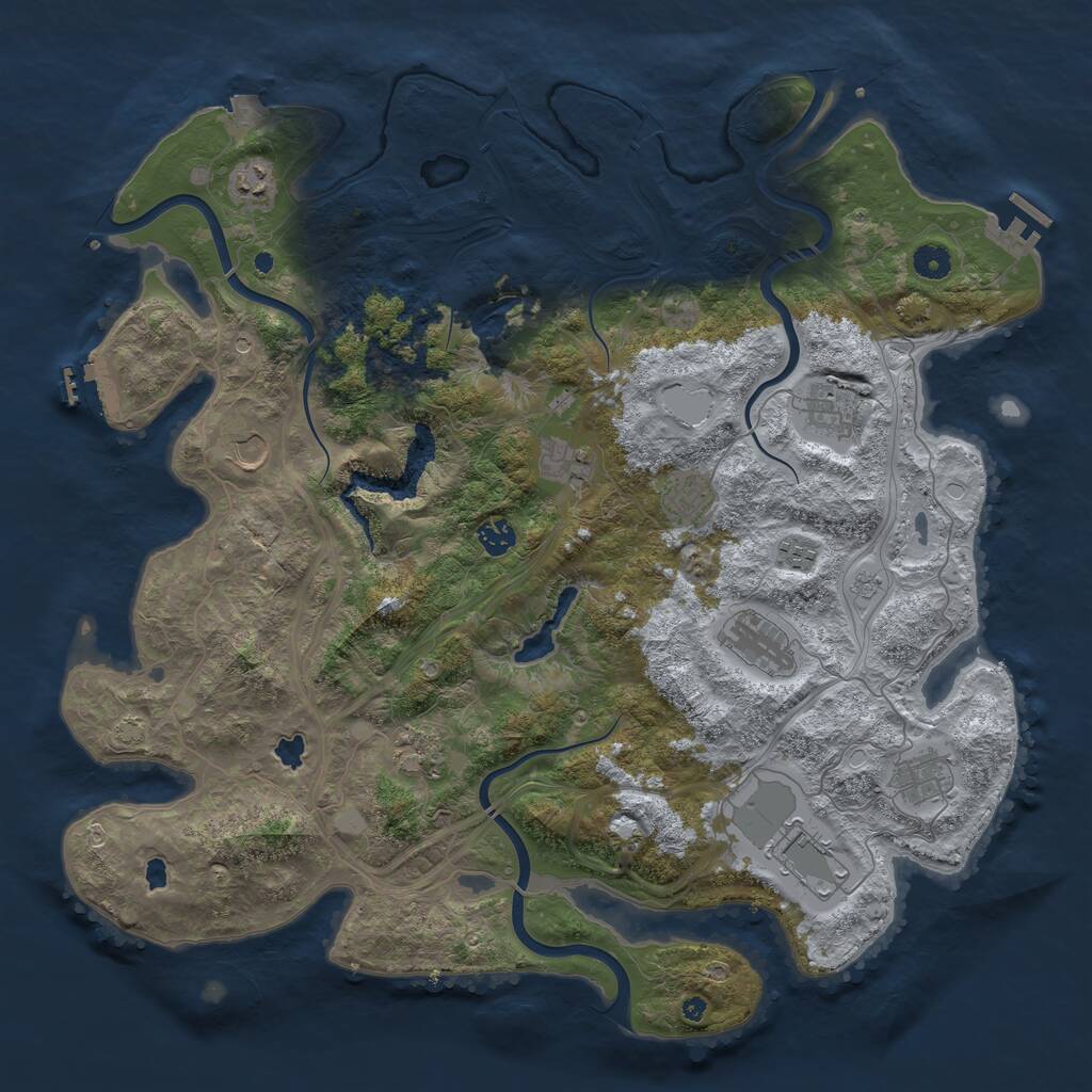 Rust Map: Procedural Map, Size: 4500, Seed: 998641515, 17 Monuments