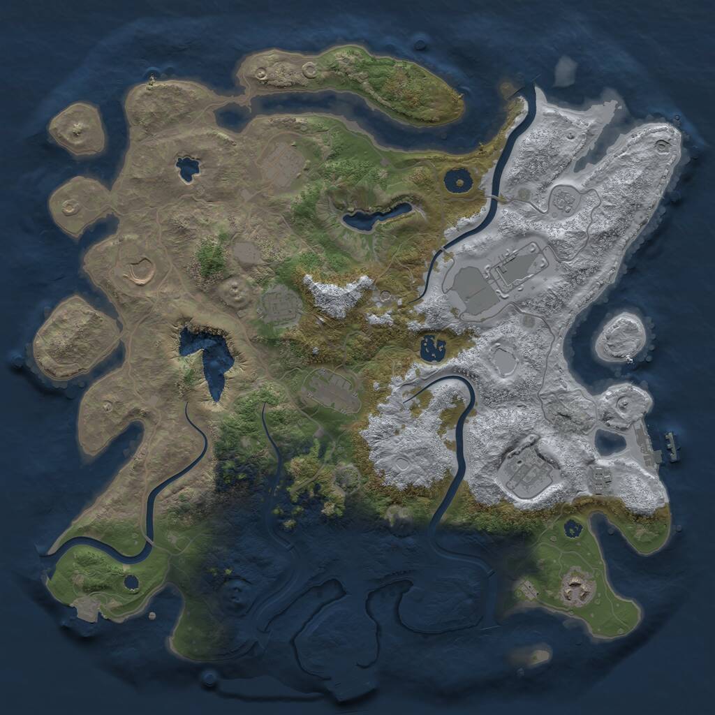Rust Map: Procedural Map, Size: 4000, Seed: 2124259074, 15 Monuments