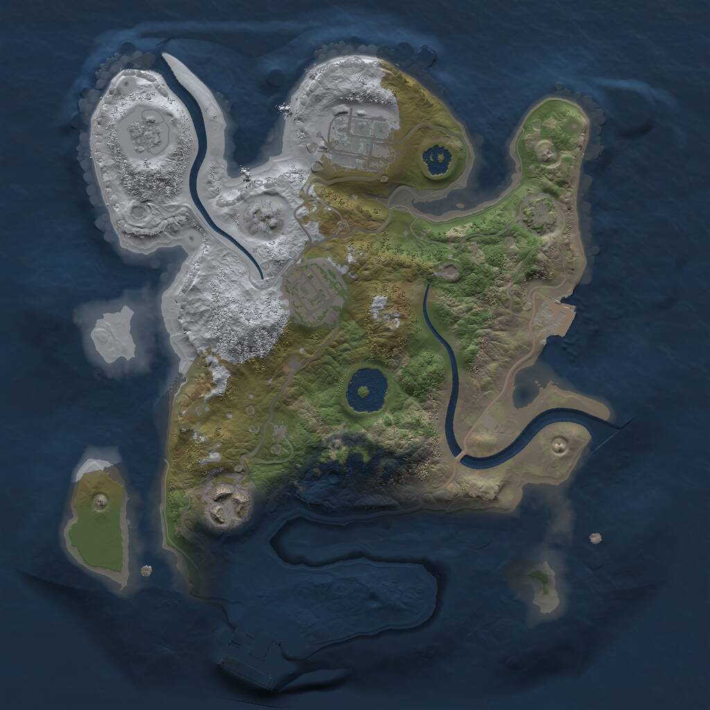 Rust Map: Procedural Map, Size: 2500, Seed: 1946303320, 7 Monuments