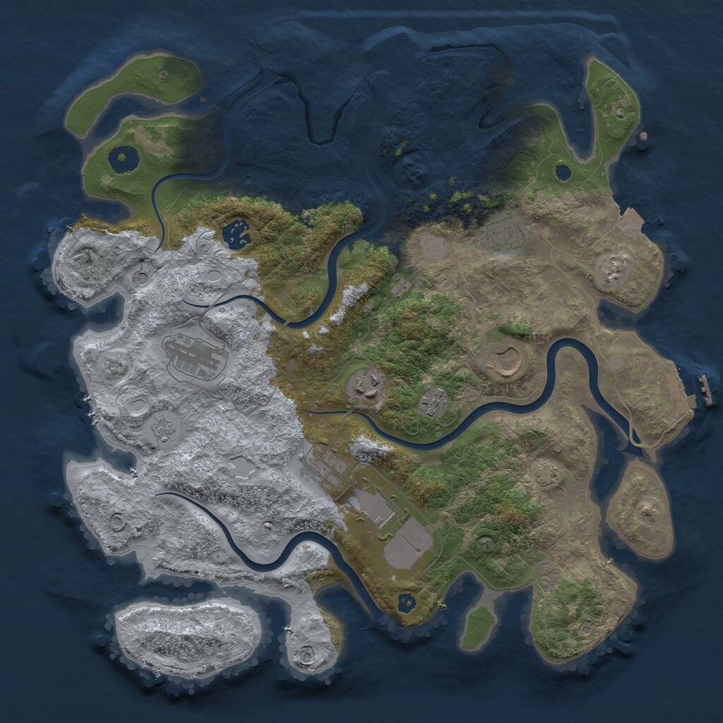Rust Map: Procedural Map, Size: 3750, Seed: 408268347, 14 Monuments