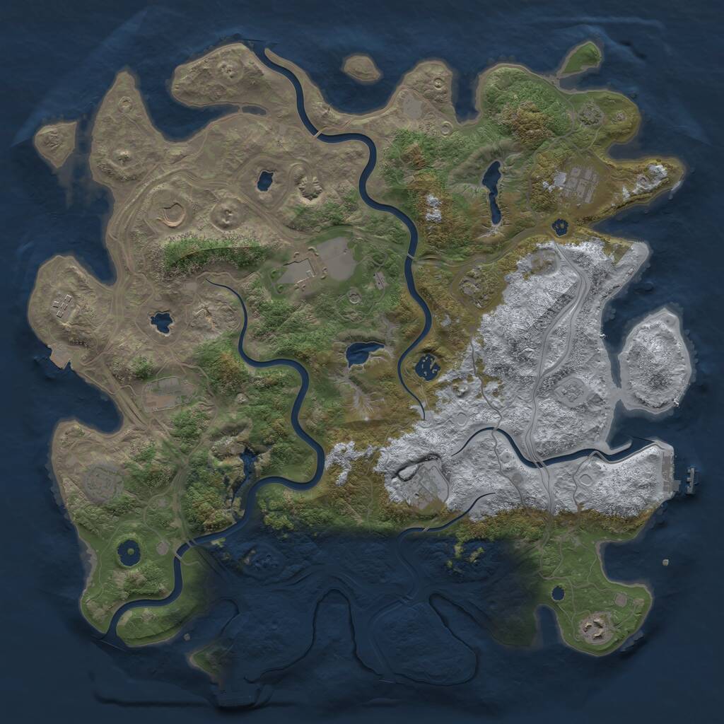 Rust Map: Procedural Map, Size: 4500, Seed: 28254042, 16 Monuments