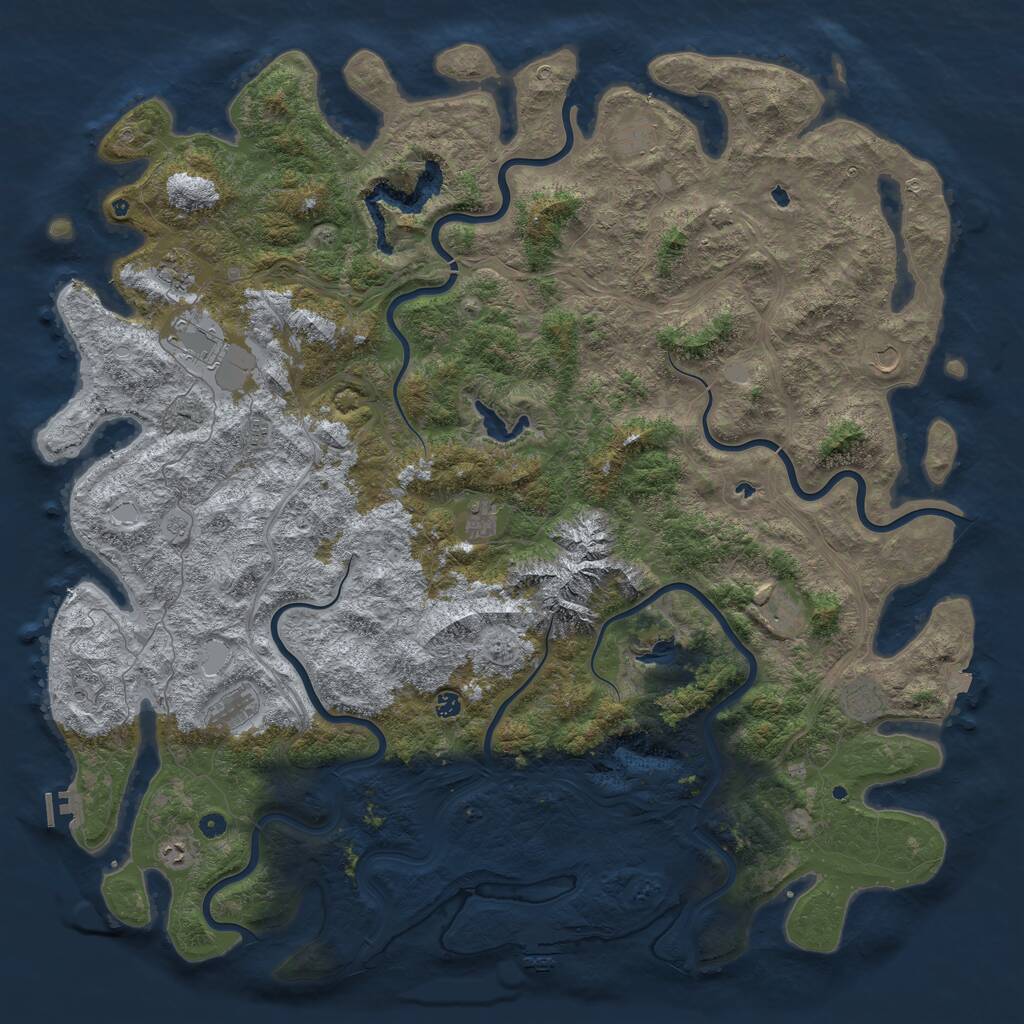 Rust Map: Procedural Map, Size: 6000, Seed: 640597455, 17 Monuments